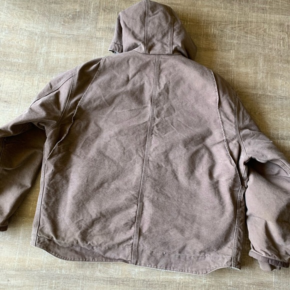 Carhartt men’s J284 FWD Brown Hooded Jacket Sherpa Lined XXL Snap Button - Picture 6 of 13